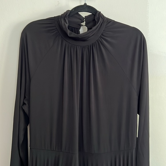 Eloquii black high neck pleated handkerchief hem dress - Picture 6 of 10